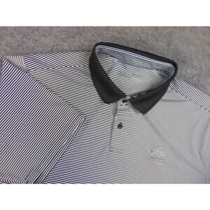 Belfair Golf Shirt Mens Large Loose Fit Black White Stripe Underarmour